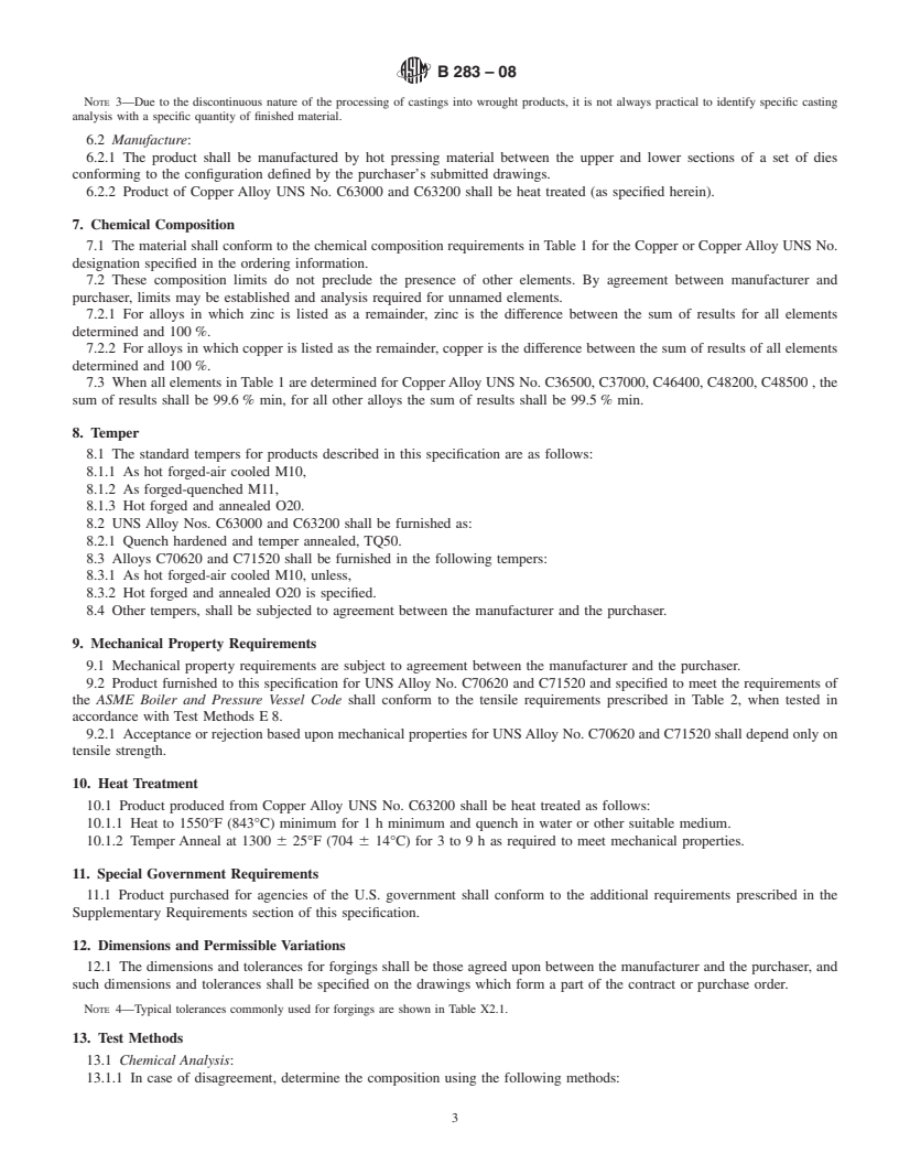 REDLINE ASTM B283-08 - Standard Specification for  Copper and Copper-Alloy Die Forgings (Hot-Pressed)