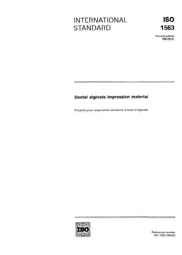ISO 1563:1990 - Dental alginate impression material