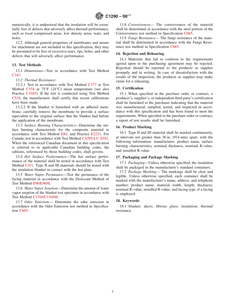 ASTM C1290-06e1 - Standard Specification for Flexible Fibrous Glass Blanket Insulation Used to Externally Insulate HVAC Ducts