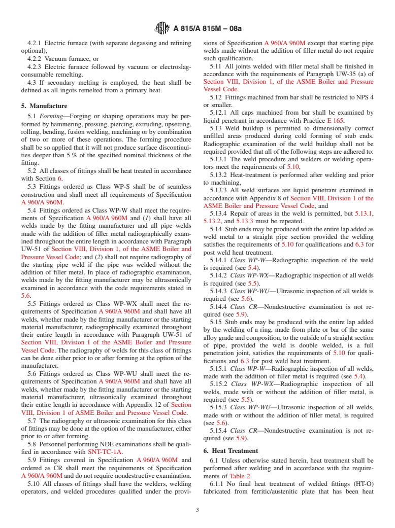 ASTM A815/A815M-08a - Standard Specification for  Wrought Ferritic, Ferritic/Austenitic, and Martensitic Stainless Steel Piping Fittings