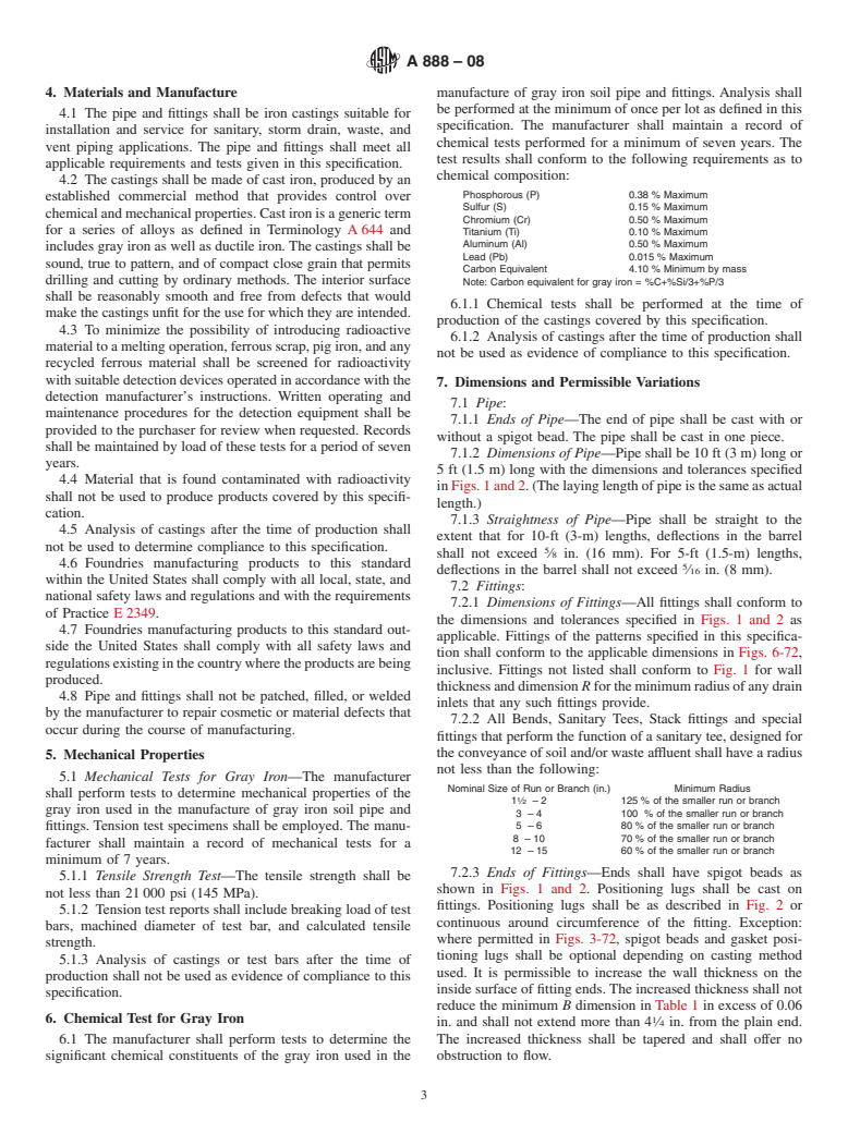 ASTM A888-08 - Standard Specification for Hubless Cast Iron Soil Pipe and Fittings for Sanitary and Storm Drain, Waste, and Vent Piping Applications