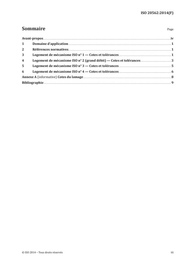 ISO 20562:2014 - Valves pour pneumatiques -- Logements de mécanismes ISO no 1, no 2, no 3 et no 4