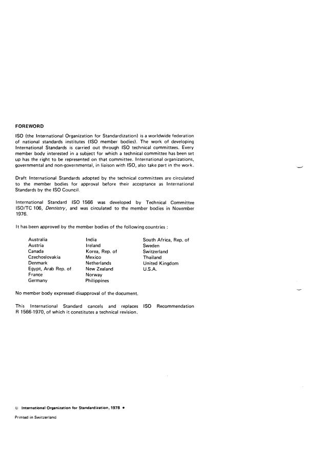 ISO 1566:1978 ISO 1566:1978 - Dental zinc phosphate cement - Page 2 preview