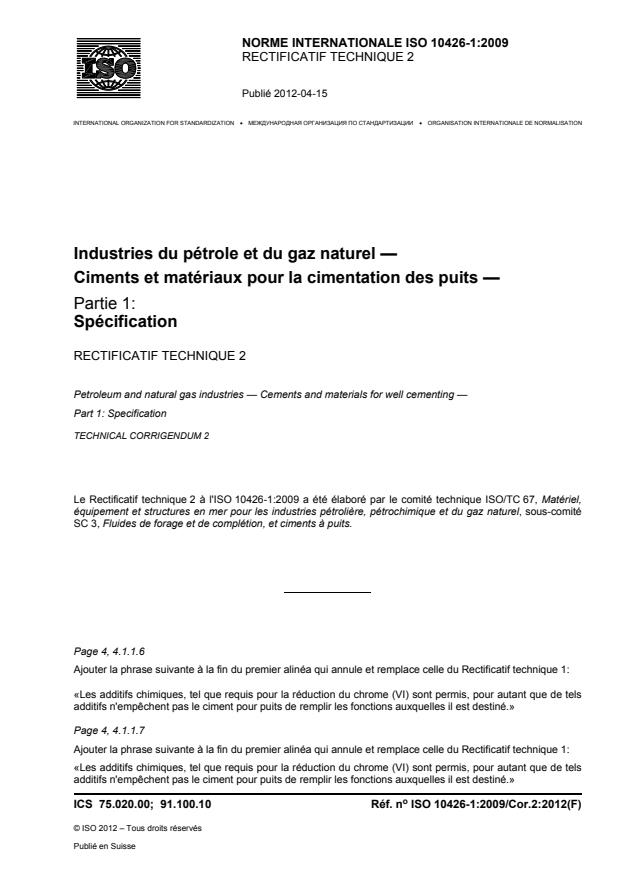 ISO 10426-1:2009/Cor 2:2012