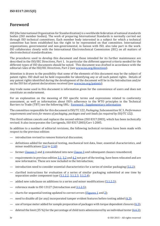 ISO 8317:2015 ISO 8317:2015 - Child-resistant packaging -- Requirements and testing procedures for reclosable packages - Page 4 preview