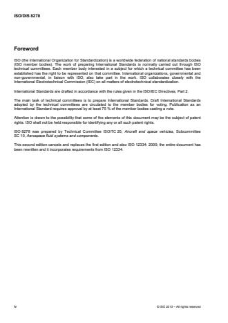 ISO 8278:2016 ISO 8278:2016 - Aerospace series -- Hydraulic, pressure compensated, variable delivery pumps -- General requirements - Page 4 preview