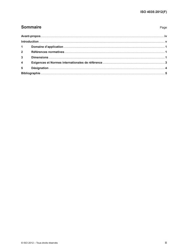ISO 4035:2012 - Écrous bas hexagonaux chanfreinés (style 0) -- Grades A et B