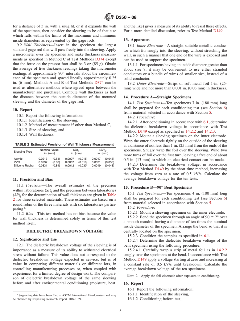 ASTM D350-08 - Standard Test Methods for  Flexible Treated Sleeving Used for Electrical Insulation