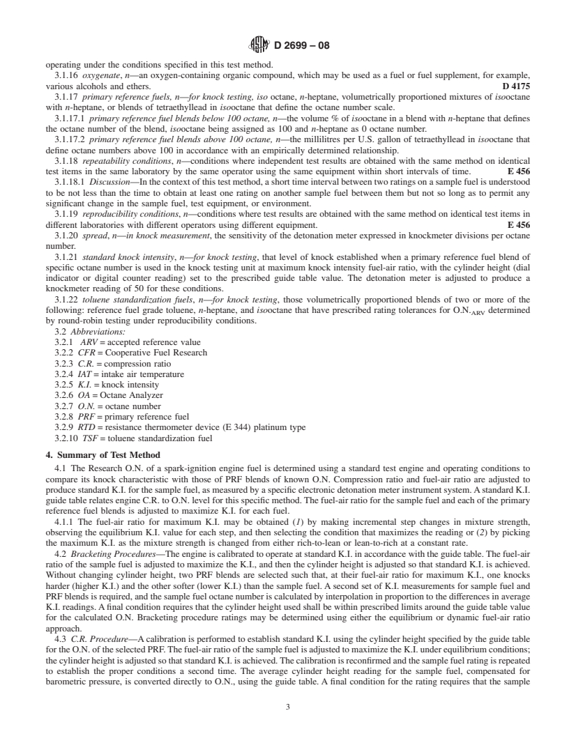 REDLINE ASTM D2699-08 - Standard Test Method for Research Octane Number of Spark-Ignition Engine Fuel