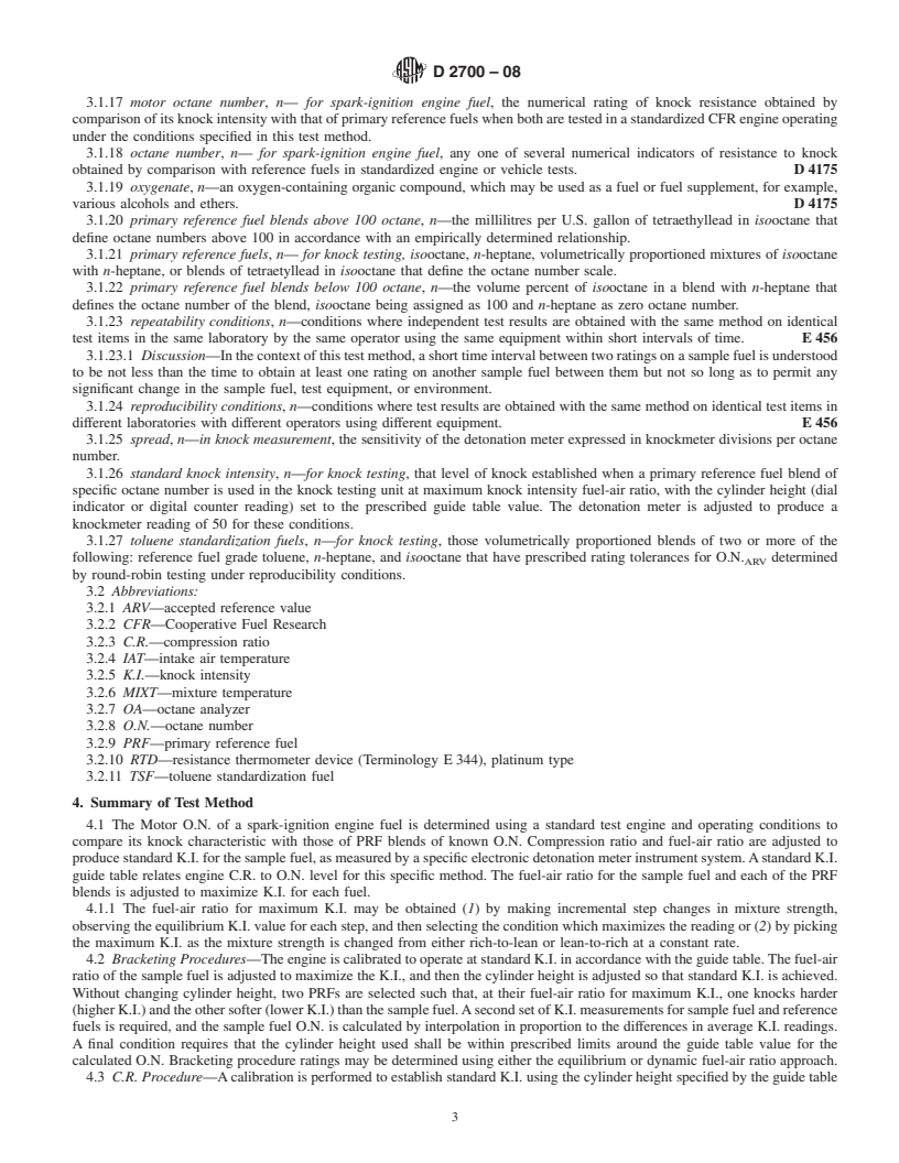 REDLINE ASTM D2700-08 - Standard Test Method for Motor Octane Number of Spark-Ignition Engine Fuel