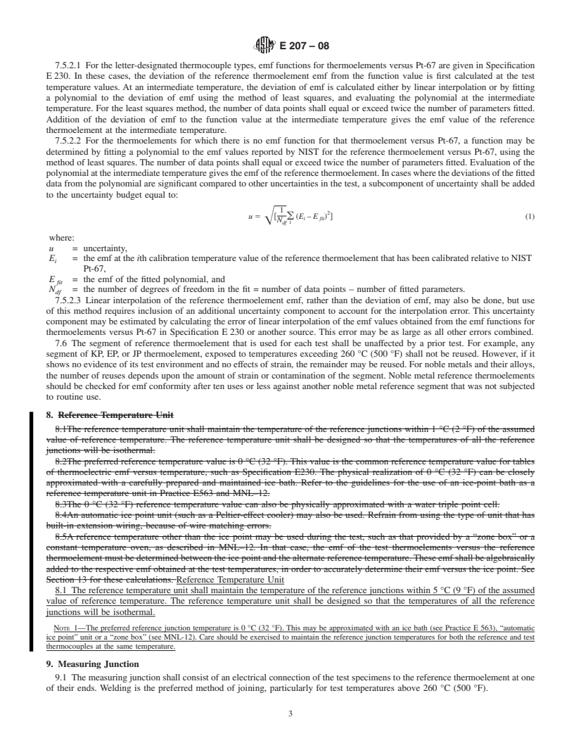 REDLINE ASTM E207-08 - Standard Test Method for  Thermal EMF Test of Single Thermoelement Materials by Comparison with a Reference Thermoelement of Similar EMF-Temperature Properties