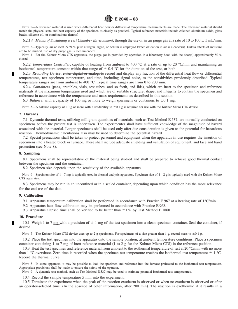 REDLINE ASTM E2046-08 - Standard Test Method for Reaction Induction Time by Thermal Analysis