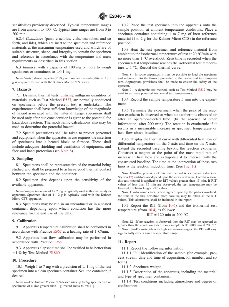 ASTM E2046-08 - Standard Test Method for Reaction Induction Time by Thermal Analysis