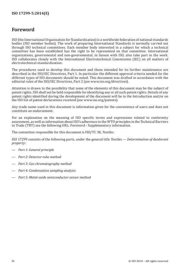 ISO 17299-5:2014 ISO 17299-5:2014 - Textiles -- Determination of deodorant property - Page 4 preview