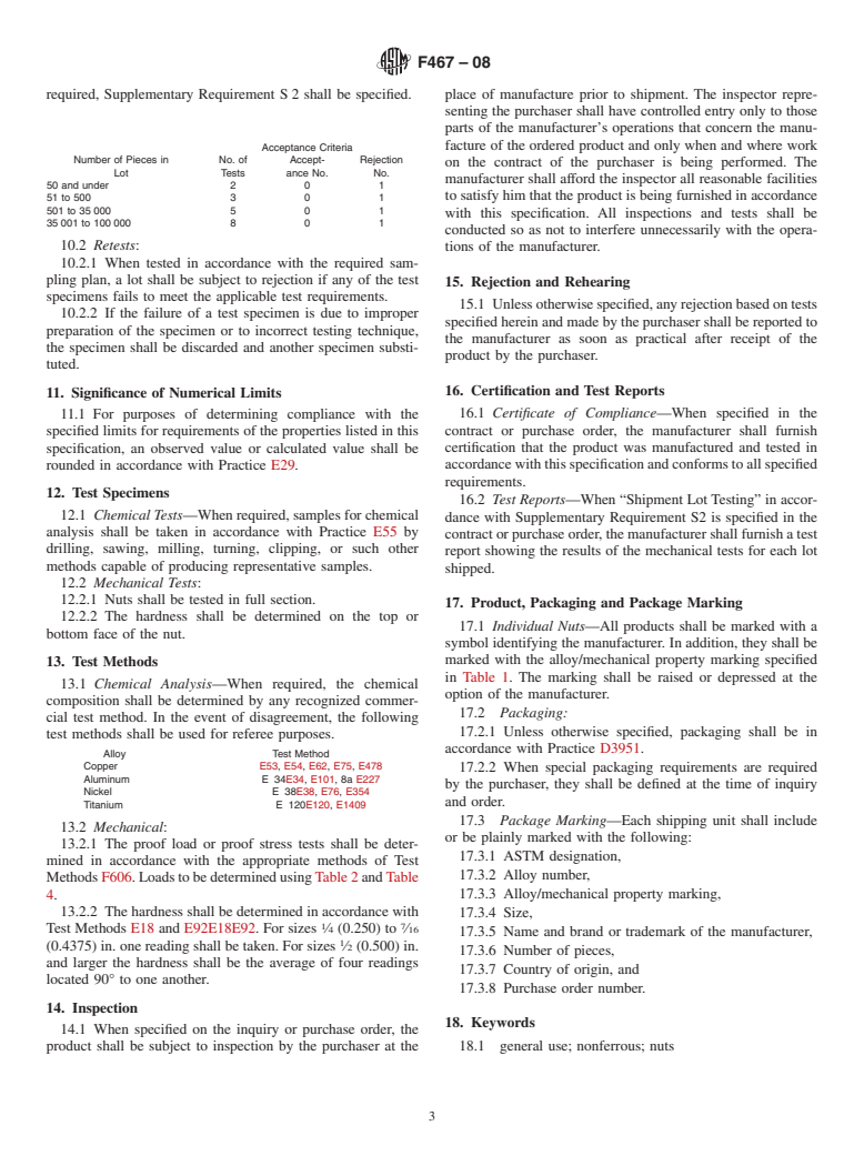 ASTM F467-08 - Standard Specification for  Nonferrous Nuts for General Use