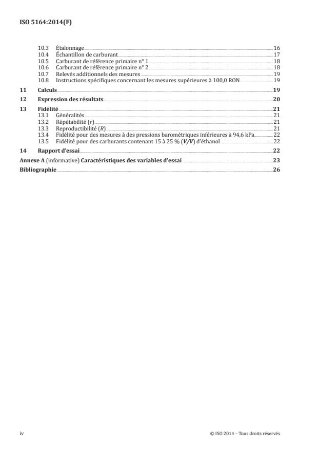 ISO 5164:2014 ISO 5164:2014 - Produits pétroliers -- Détermination des caractéristiques antidétonantes des carburants pour moteurs -- Méthode de recherche - Page 4 preview