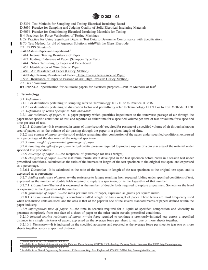 REDLINE ASTM D202-08 - Standard Test Methods for Sampling and Testing Untreated Paper Used for Electrical Insulation