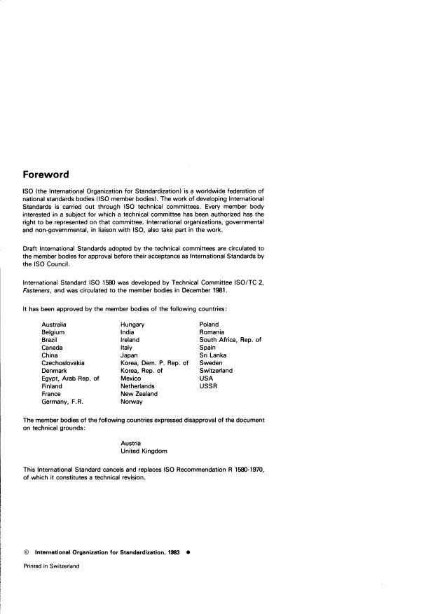 ISO 1580:1983 ISO 1580:1983 - Slotted pan head screws -- Product grade A - Page 2 preview