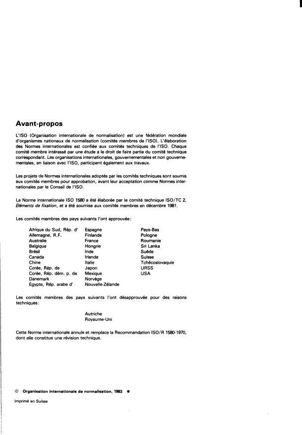 ISO 1580:1983 ISO 1580:1983 - Vis a métaux a tete cylindrique large fendue -- Grade A - Page 2 preview