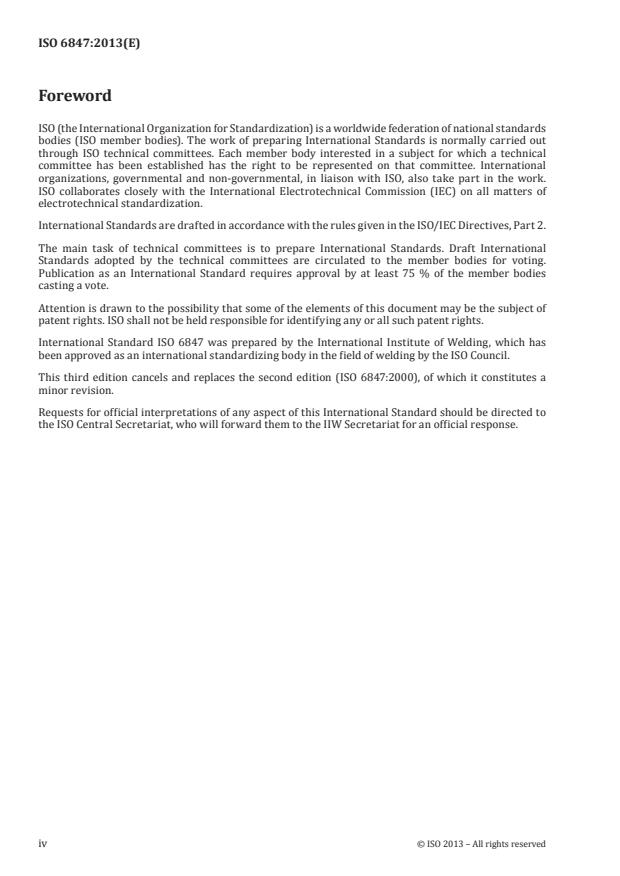 ISO 6847:2013 ISO 6847:2013 - Welding consumables -- Deposition of a weld metal pad for chemical analysis - Page 4 preview
