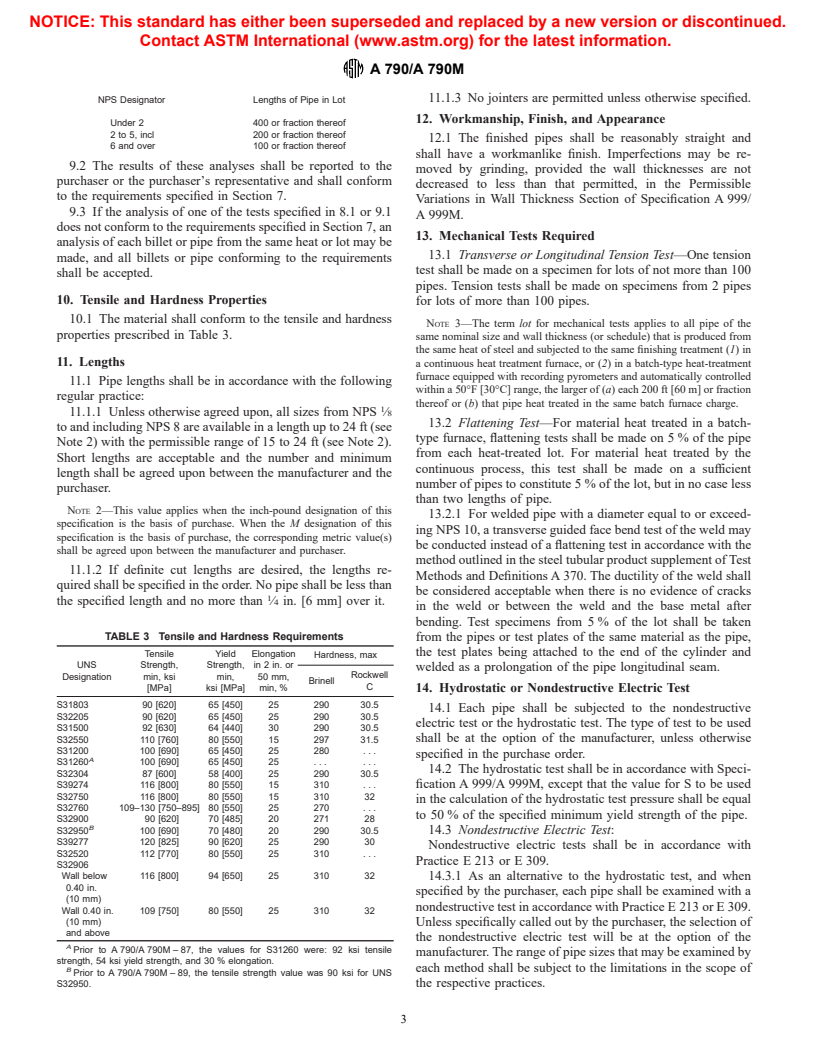 ASTM A790/A790M-01 - Standard Specification for Seamless and Welded Ferritic/Austenitic Stainless Steel Pipe