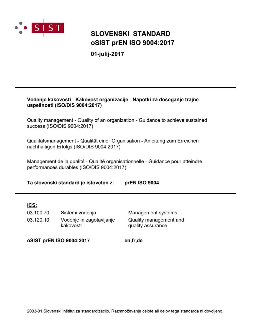 prEN ISO 9004:2017 - BARVE