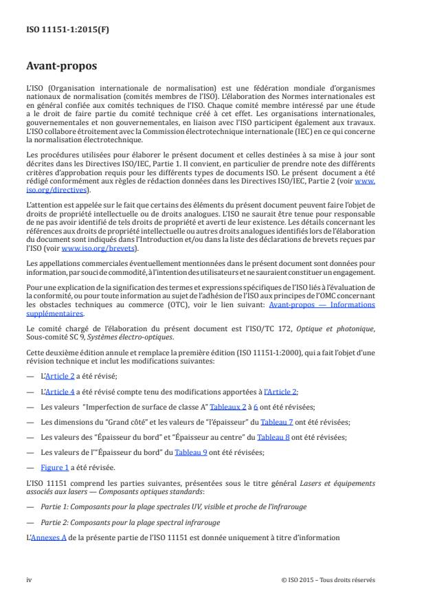 ISO 11151-1:2015 ISO 11151-1:2015 - Lasers et équipements associés aux lasers -- Composants optiques standards - Page 4 preview