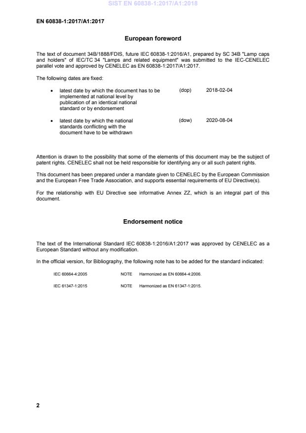 EN 60838-1:2017/A1:2017 EN 60838-1:2017/A1:2018 - Page 4 preview