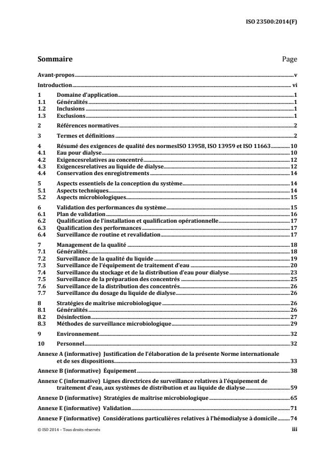 ISO 23500:2014 - Directives concernant la préparation et le management de la qualité des fluides d'hémodialyse et de thérapies annexes