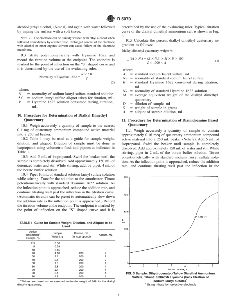 ASTM D5070-90(1997) - Standard Test Method for Synthetic Quaternary Ammonium Salts in Fabric Softeners by Potentiometric Titrations