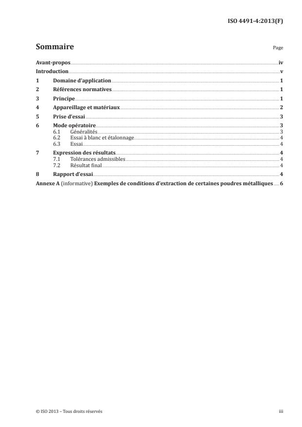 ISO 4491-4:2013 - Poudres métalliques -- Dosage de l'oxygene par les méthodes de réduction