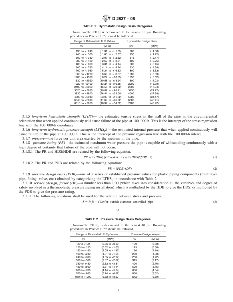 REDLINE ASTM D2837-08 - Standard Test Method for  Obtaining Hydrostatic Design Basis for Thermoplastic Pipe Materials or Pressure Design Basis for Thermoplastic Pipe Products