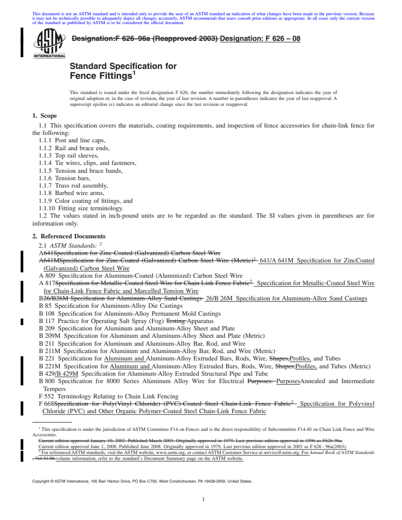REDLINE ASTM F626-08 - Standard Specification for Fence Fittings