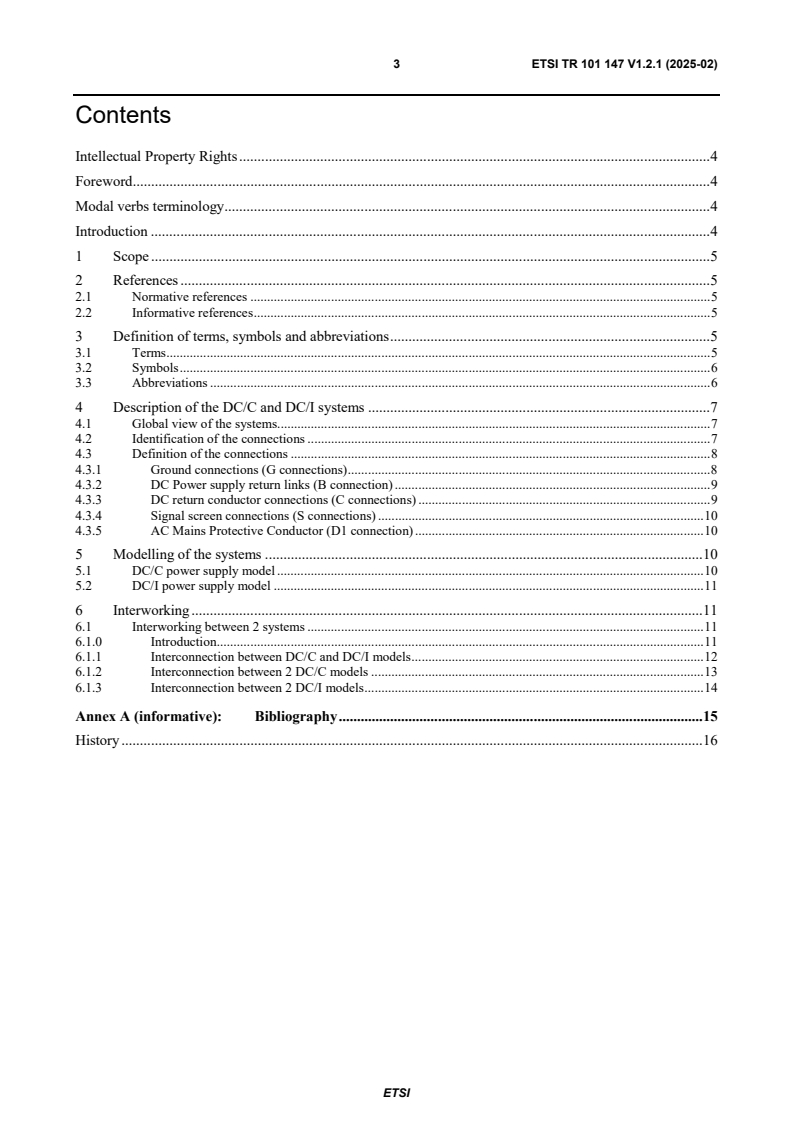 ETSI TR 101 147 V1.2.1 (2025-02) - Environmental Engineering (EE); Interworking between Direct Current/Isolated (DC/I) and Direct Current/Common (DC/C) electrical power systems