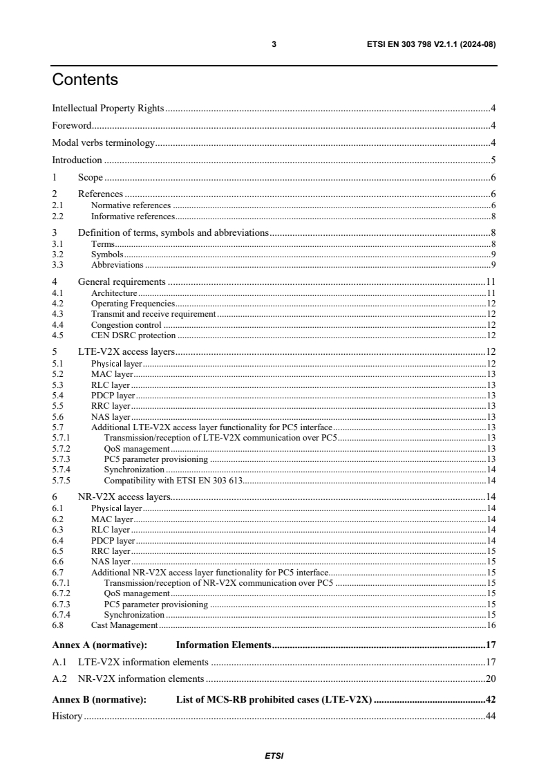 ETSI EN 303 798 V2.1.1 (2024-08) - Intelligent Transport Systems (ITS); LTE-V2X and NR-V2X Access layer specification for Intelligent Transport Systems operating in the 5 GHz frequency band; Release 2