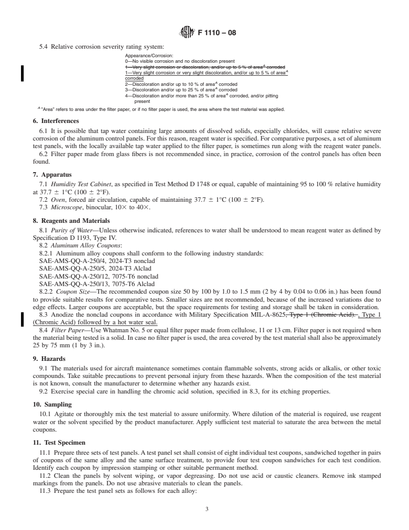 REDLINE ASTM F1110-08 - Standard Test Method for Sandwich Corrosion Test