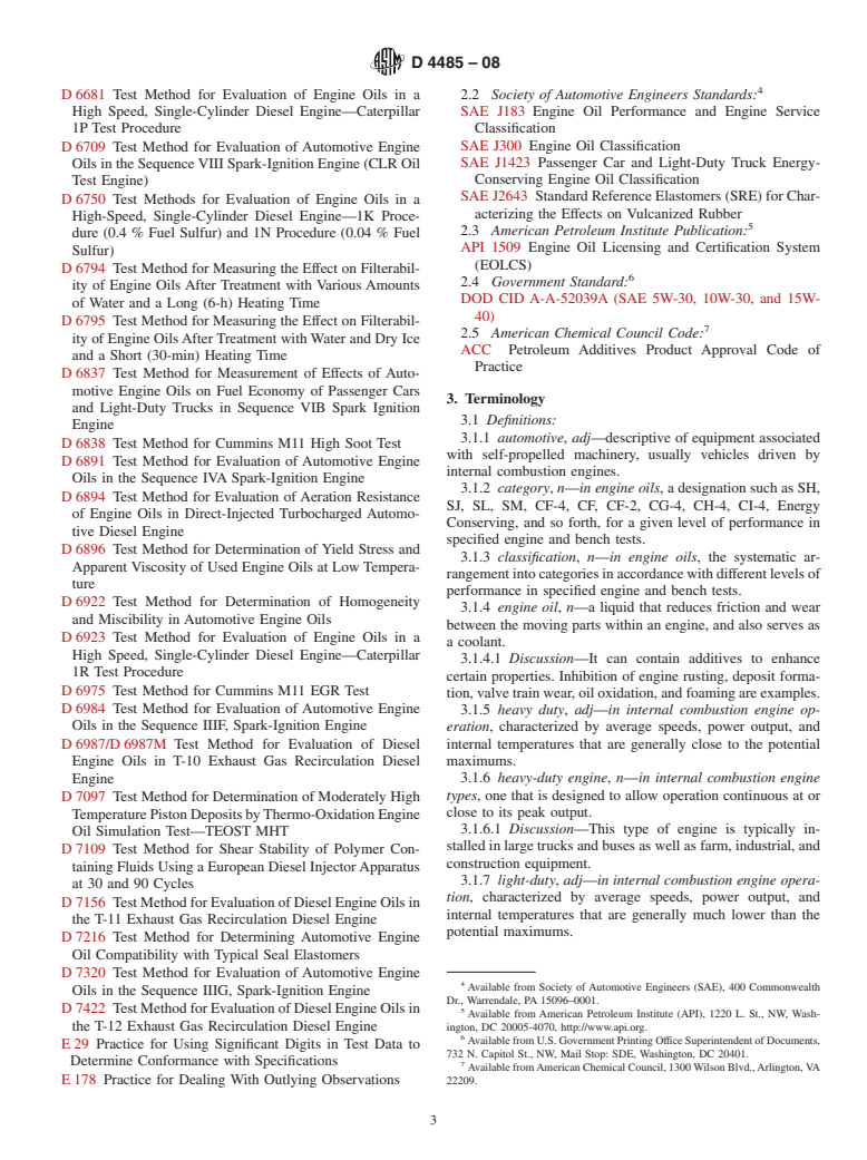 ASTM D4485-08 - Standard Specification for Performance of Engine Oils