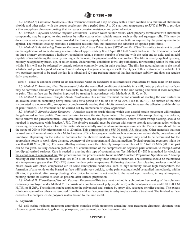 REDLINE ASTM D7396-08 - Standard Guide for  Preparation of New, Continuous Zinc-Coated (Galvanized) Steel Surfaces for Painting