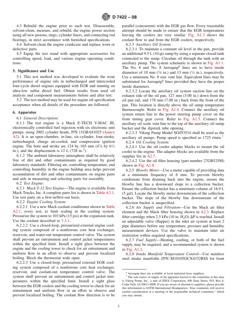 ASTM D7422-08 - Standard Test Method for Evaluation of Diesel Engine Oils in T-12 Exhaust Gas Recirculation Diesel Engine