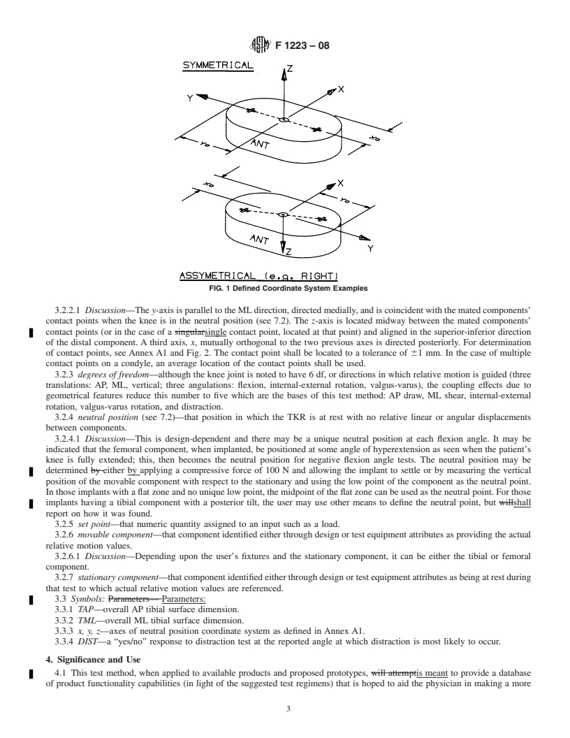 REDLINE ASTM F1223-08 - Standard Test Method for Determination of Total Knee Replacement Constraint