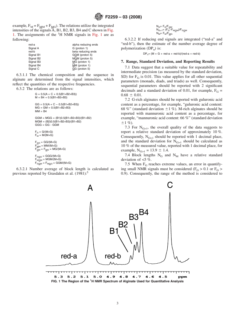 ASTM F2259-03(2008) - Standard Test Method for Determining the Chemical Composition and Sequence in Alginate by Proton Nuclear Magnetic Resonance (<sup>1</sup>H NMR) Spectroscopy