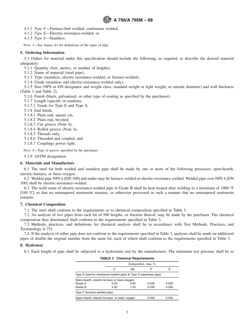 REDLINE ASTM A795/A795M-08 - Standard Specification for Black and Hot-Dipped Zinc-Coated (Galvanized) Welded and Seamless Steel Pipe for Fire Protection Use