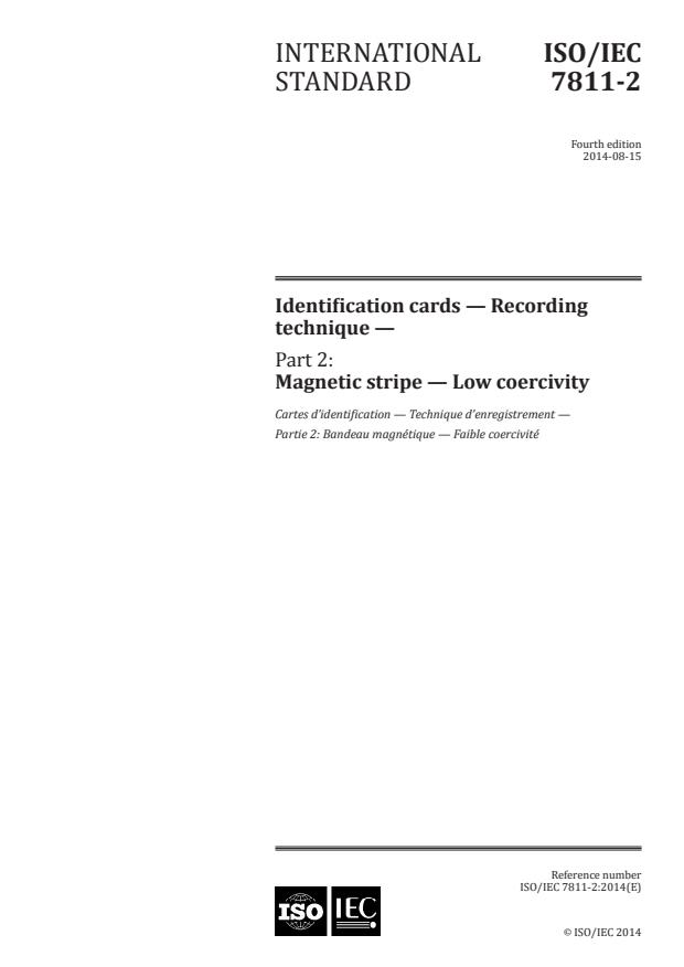ISO/IEC 7811-2:2014 - Identification cards -- Recording technique