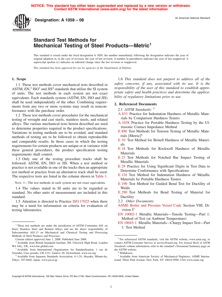 ASTM A1058-08 - Standard Test Methods for Mechanical Testing of Steel Products<span class='unicode'>&#x2014;</span>Metric