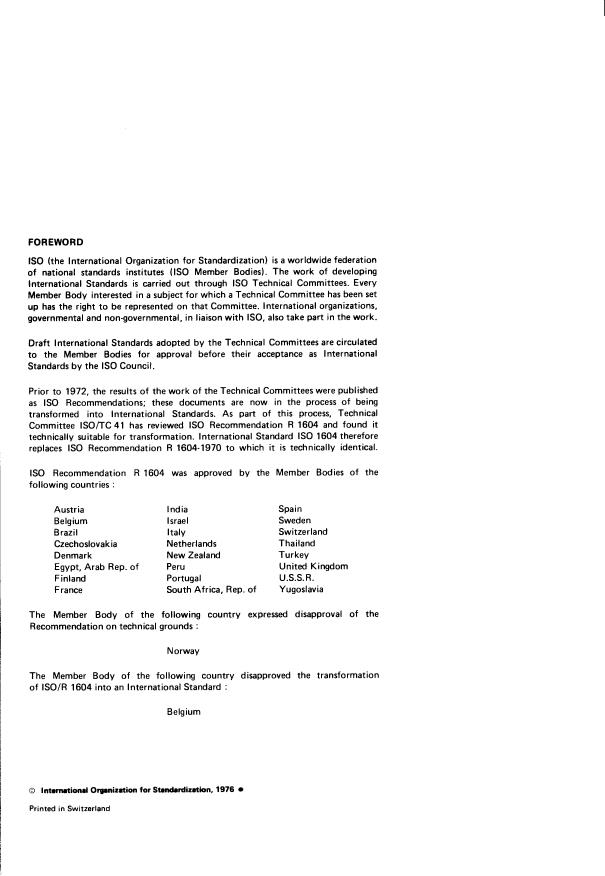 ISO 1604:1976 ISO 1604:1976 - Endless wide V-belts for industrial speed-changers and groove profiles for corresponding pulleys - Page 2 preview
