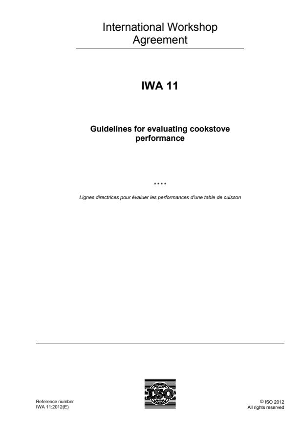 IWA 11:2012 - Guidelines for evaluating cookstove performance