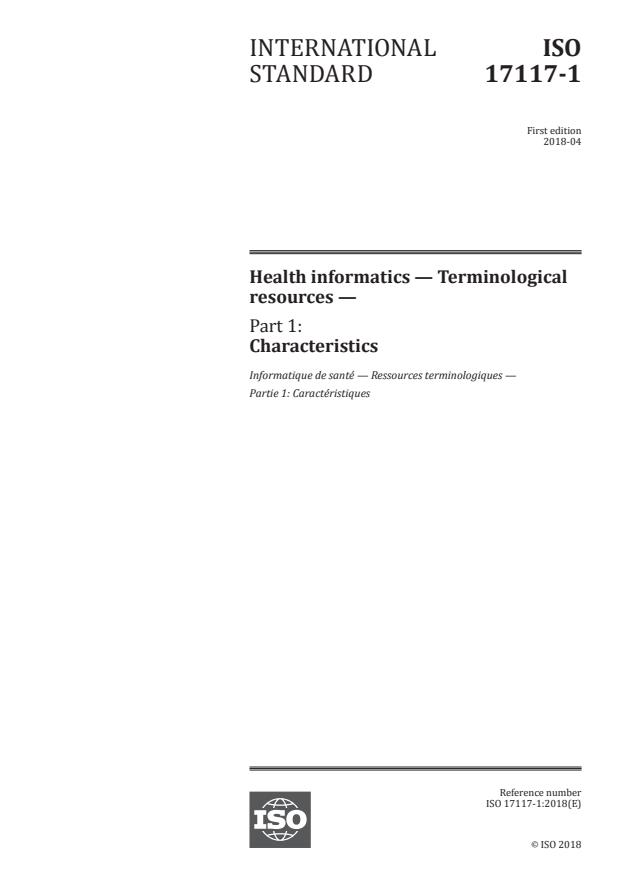 ISO 17117-1:2018 - Health informatics -- Terminological resources