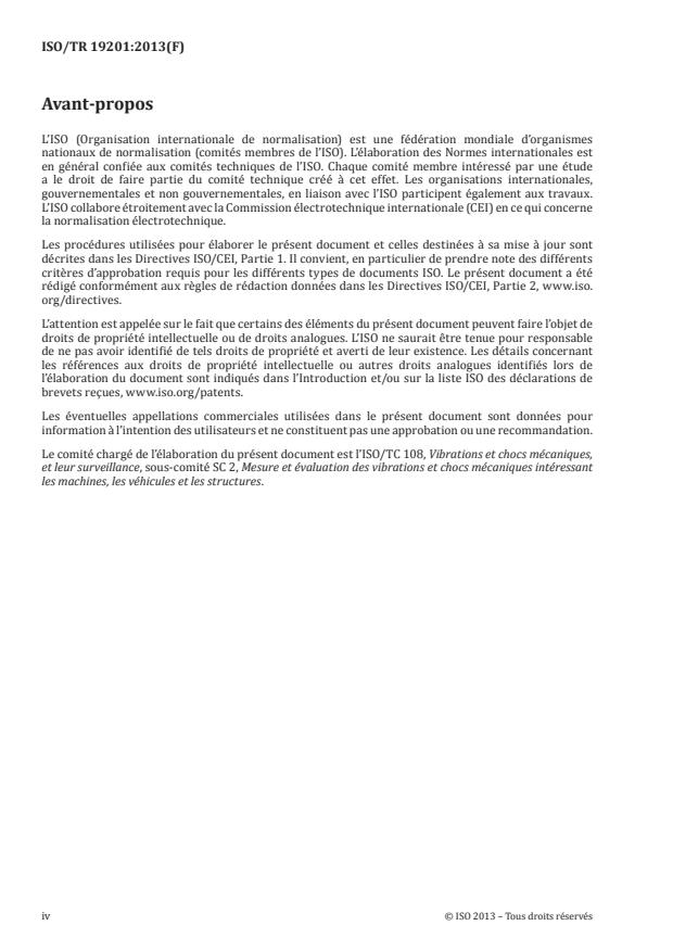 ISO/TR 19201:2013 ISO/TR 19201:2013 - Vibrations mécaniques -- Méthodologie pour la sélection des normes appropriées relatives aux vibrations des machines - Page 4 preview