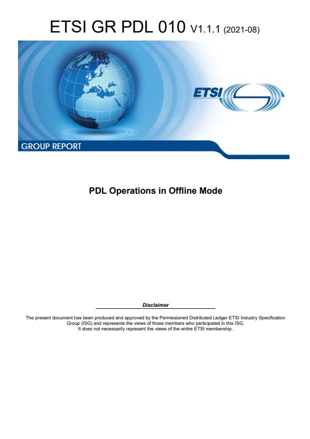 ETSI GR PDL 010 V1.1.1 (2021-08) - PDL Operations in Offline Mode