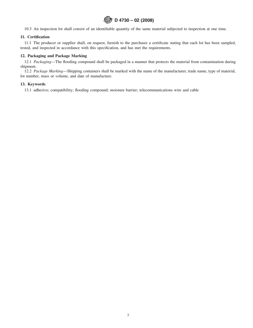 REDLINE ASTM D4730-02(2008) - Standard Specification for Flooding Compounds for Telecommunications Wire and Cable